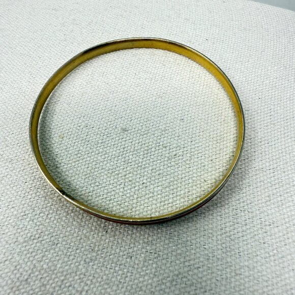 Napier Red‎ Enamel Bangle Bracelet Vintage Signed Gold-Tone Retro - Picture 2 of 6
